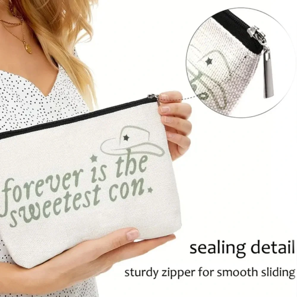 Cosmetic Bag with Zipper & Print of Taylor Swift’s Lyrics Cowboy Like Me NEW
